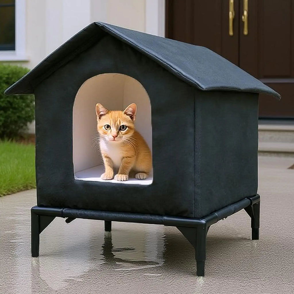 Cat Shelter Weatherproof Winter Cat House Cat Outside House Waterproof Enclosed Pet Tent Insulated Cat House For Multiple