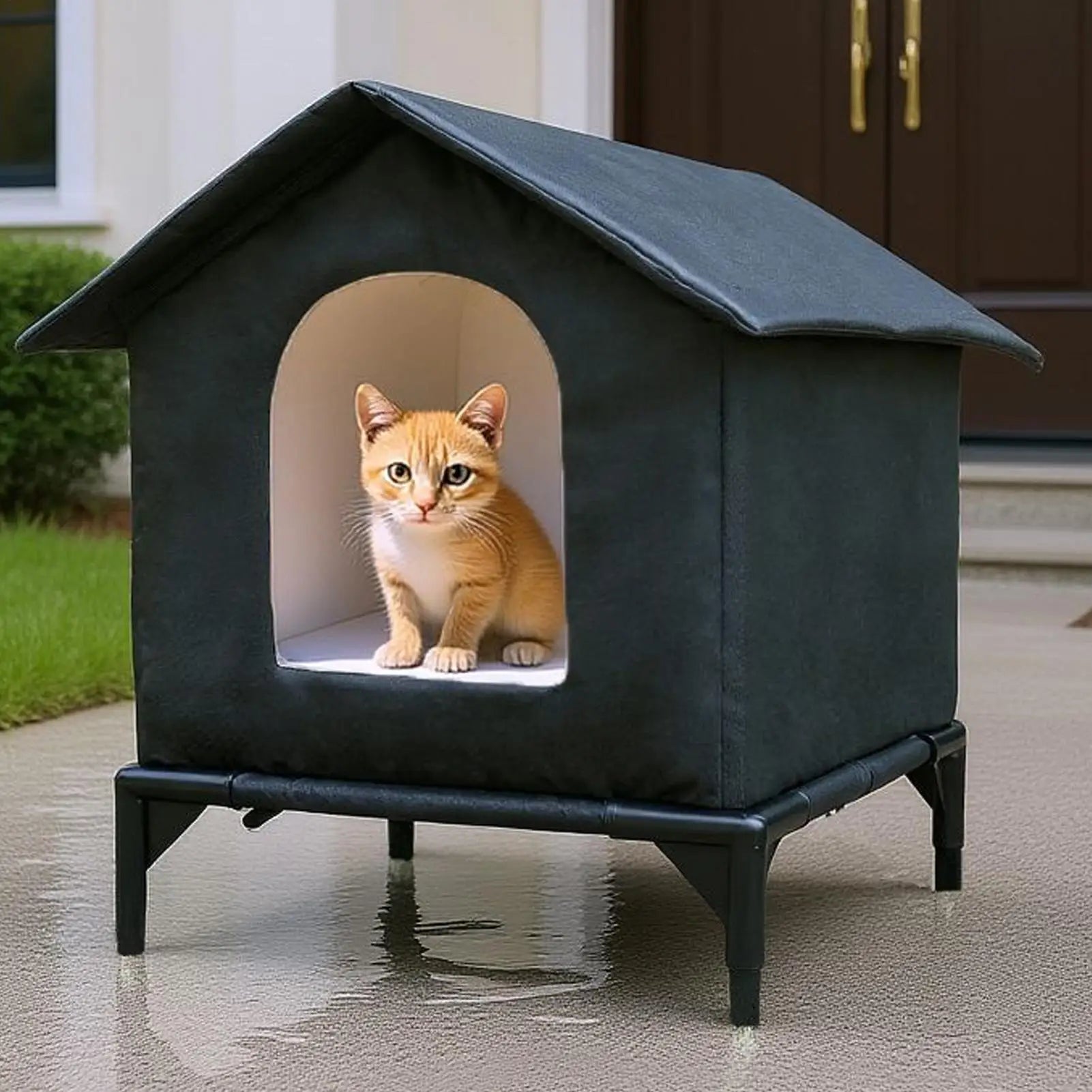 Cat Shelter Weatherproof Winter Cat House Cat Outside House Waterproof Enclosed Pet Tent Insulated Cat House For Multiple