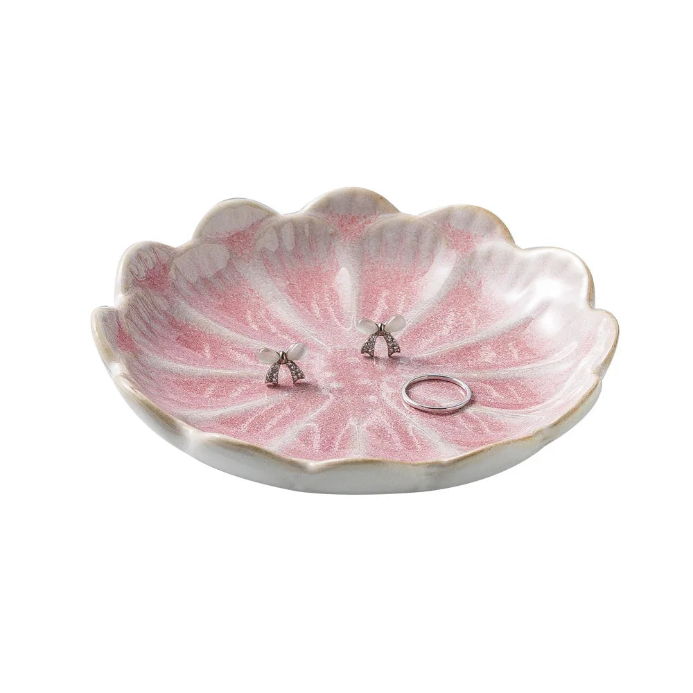 Creative and Minimalist Style Jewelry Tray Home Snack Dish Flavor Dish Ceramic Lotus Decoration Plate and Decorative Display