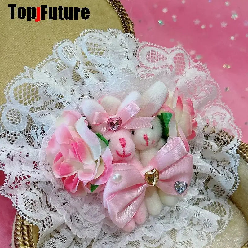 Handmade Women Mars Style Gal Series Y2K Rabbit Gradient Flower