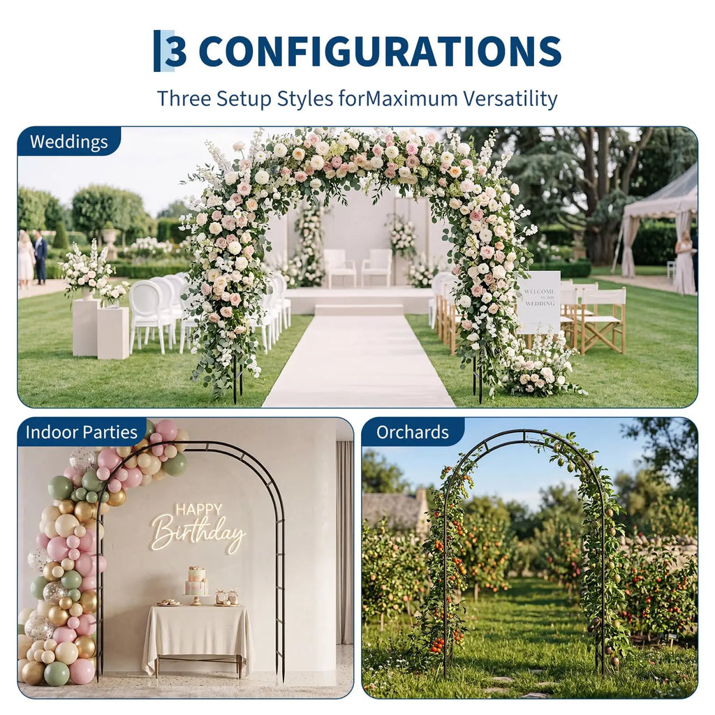 7.3FT Heavy Duty Garden Arch Arbor Trellis