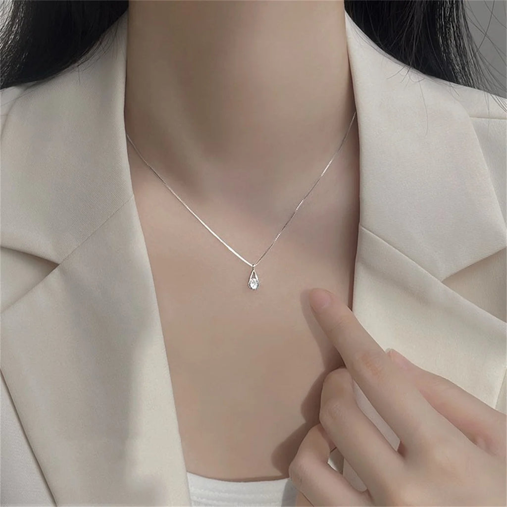 Cool HipHop Teardrop Shape Necklace Personalized Charm Zirconia Pendant Choker Birthday Party Gift Women Fine Jewelry