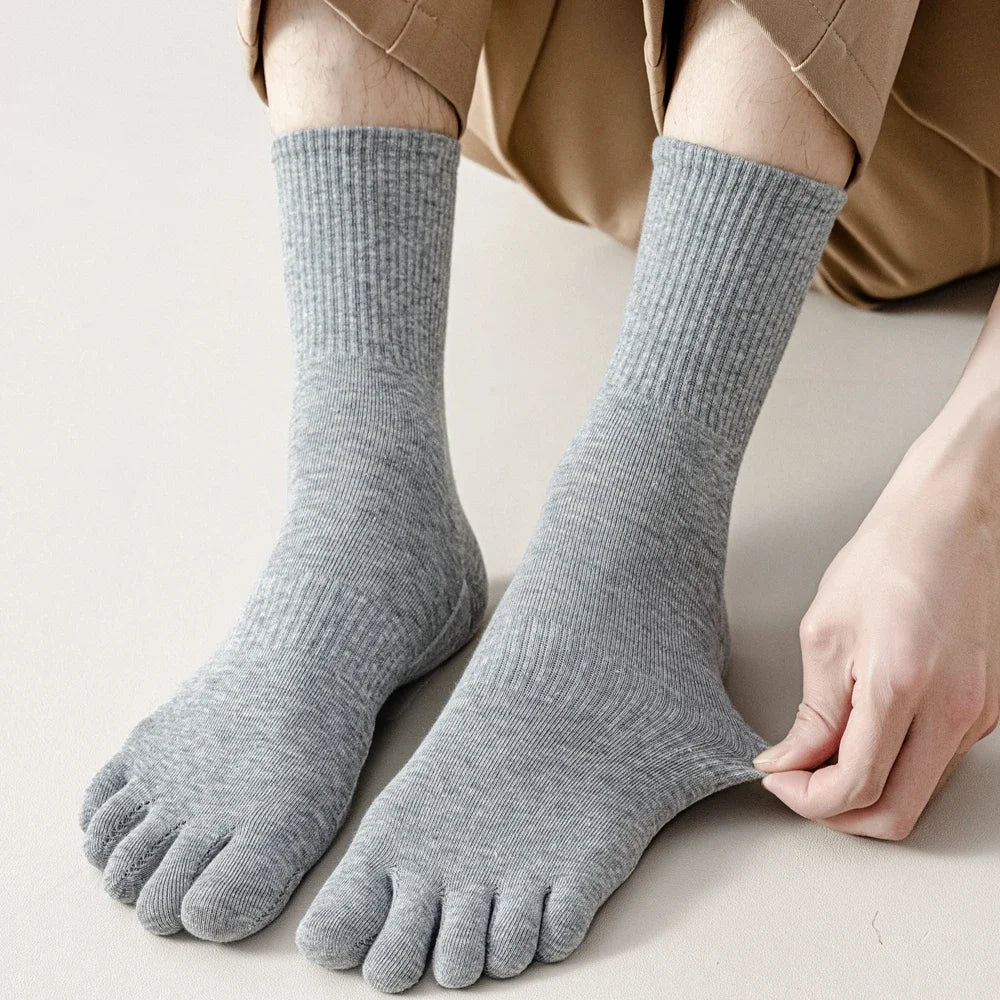 3 Pairs Five Finger Socks Men Anti-slip Sports Athletic Crew Socks Men High Quality Cotton Toe Socks Basketball Middle Tube