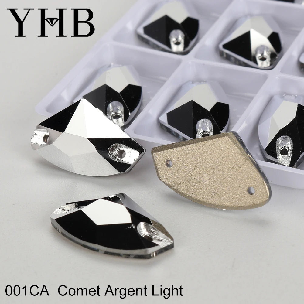 YHB Top Quality Galactic Axe Glass Crystal AB Moonlight Sewing Stones Flatback Sew on Rhinestones For Garment Clothes Bags
