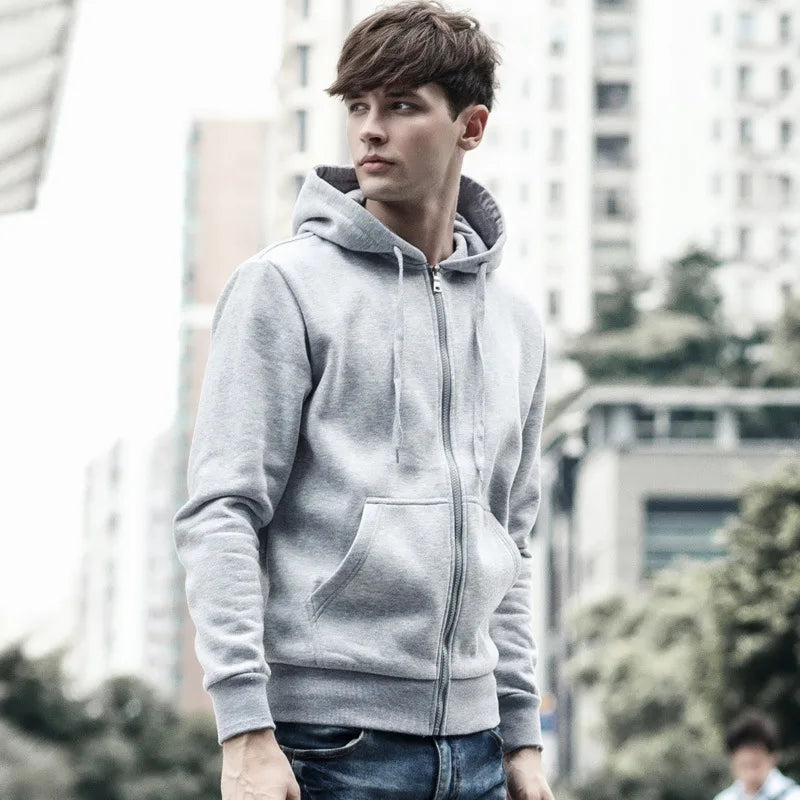 Brand Men's hoodie with hood sweatshirts Jackets Men Fleece Streetwear Warm Tracksuit Men hoody Coats Velvet Sweatshirt Mens