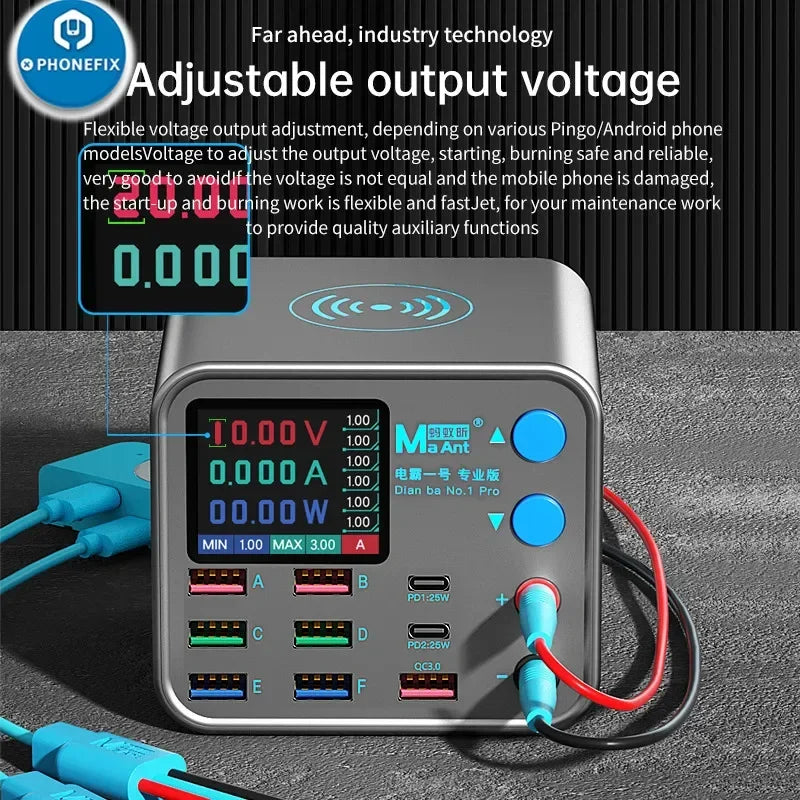 Multi-function Dianba NO.1 Pro 200W 20V 5A PD QC3.0 Fast Wireless Charger 8 Port USB Type C Mobile Phone Charger Desktop Hub