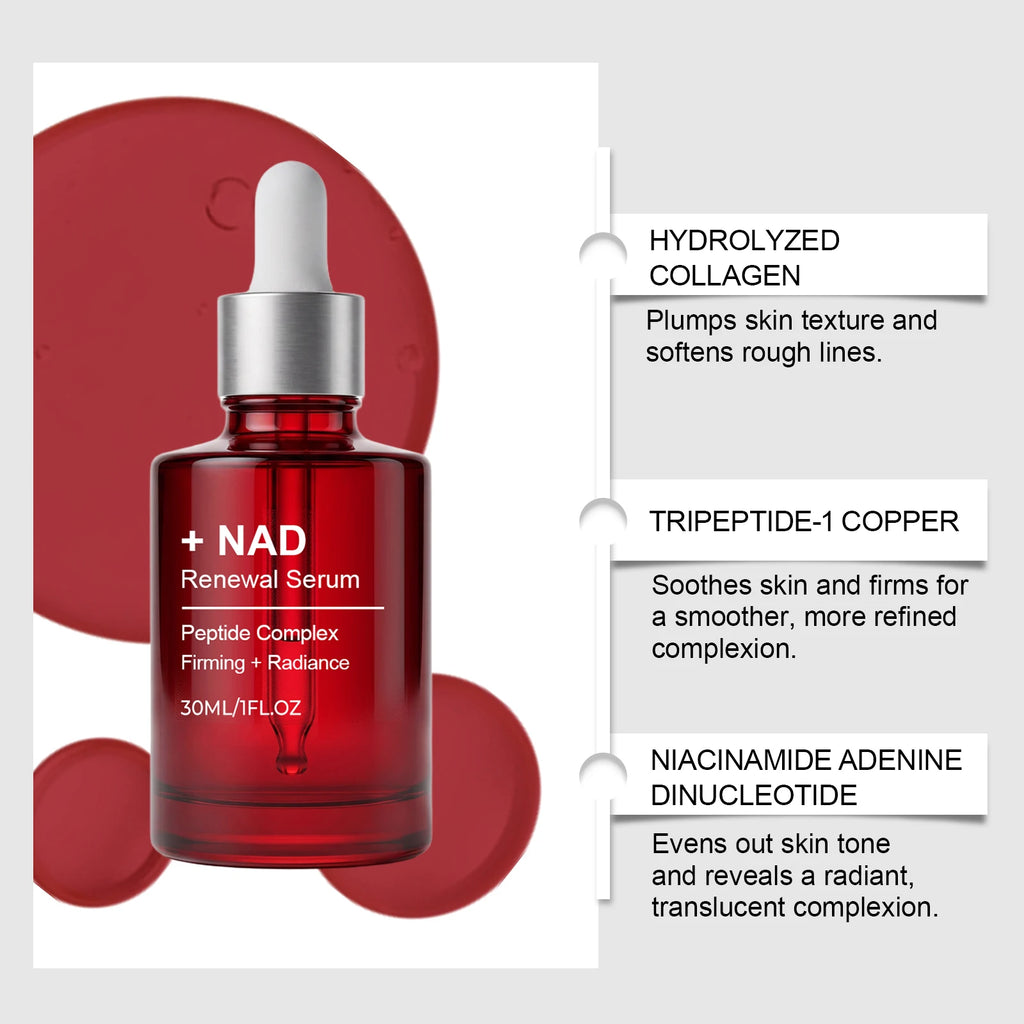 2Pcs  NAD+ Facial Firming&Reversing Serum for Face and Neck, Korean NAD Renewal Serum, Collagen Extract & Peptides Facial Serum, Anti-aging Reduces Wrinkles & Fine Lines, Looking Radiant Skin