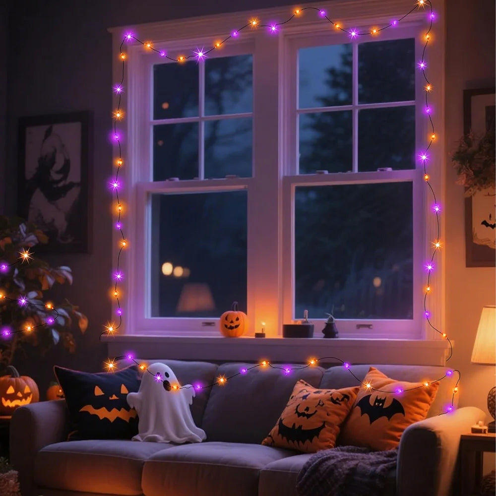 5M-20M LED Halloween Purple Orange String Fairy Lights Outdoor