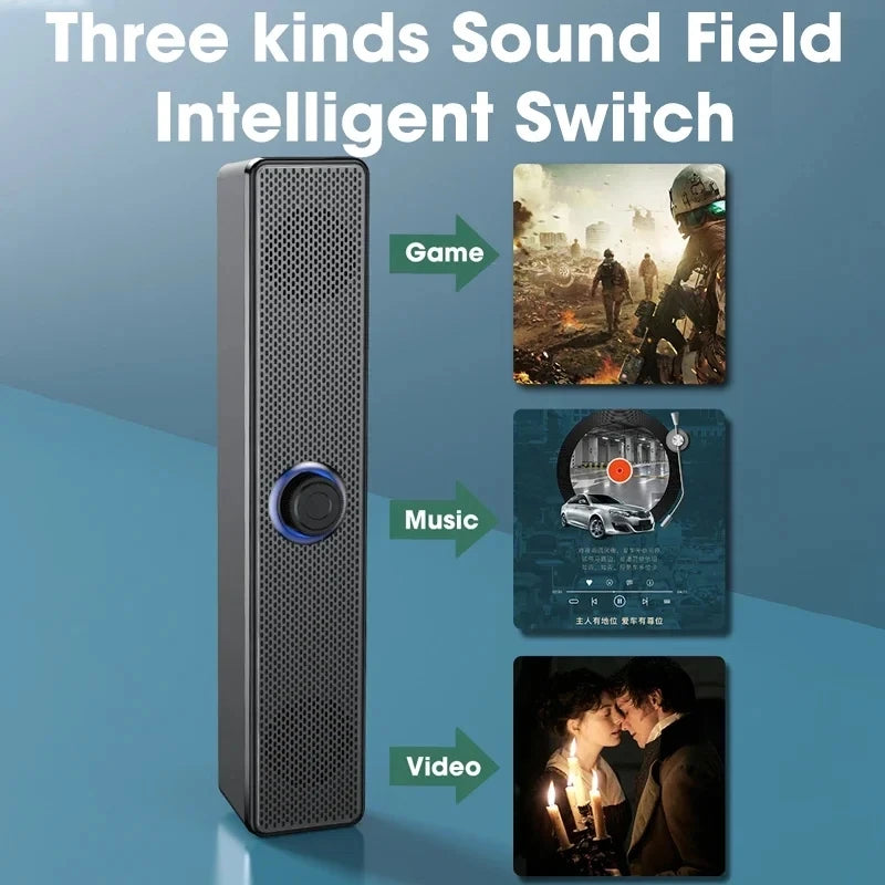 Soundbar Computer PC TV Laptop Desktop Wired Wireless Bluetooth