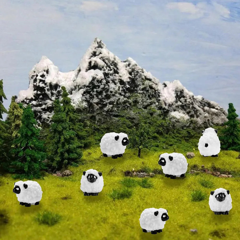 20Pcs Mini Sheep Figurines Miniature Tiny Sheep Mini Plastic Sheep Resin Figurine for Fairy Garden Micro Landscape Decor
