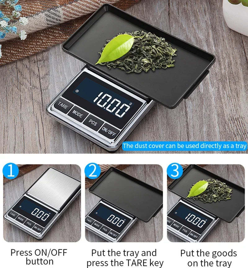 Electronic Pocket Jewelry Scale Balance Gram 0.01/0.1g Accuracy for Gold Precision Mini Pocket Scale Smart Kitchen Weight Scales