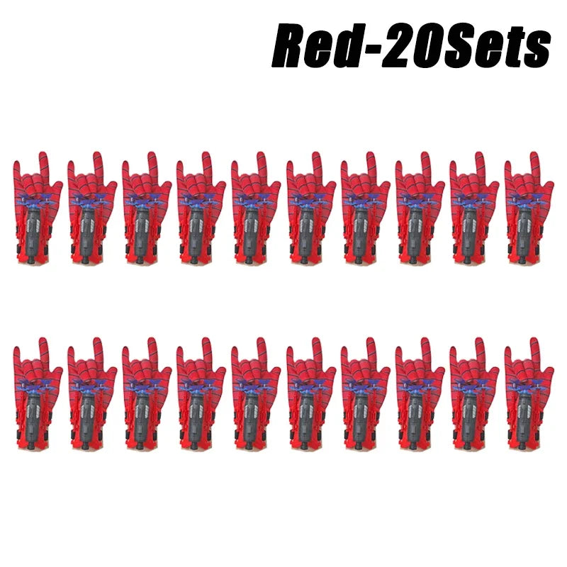 20Sets Spider Launcher Spitting Gloves Sticky Wall Bullet Gun Suction Cup Projectile Toys Children's Wrist Launch Spitting Toys