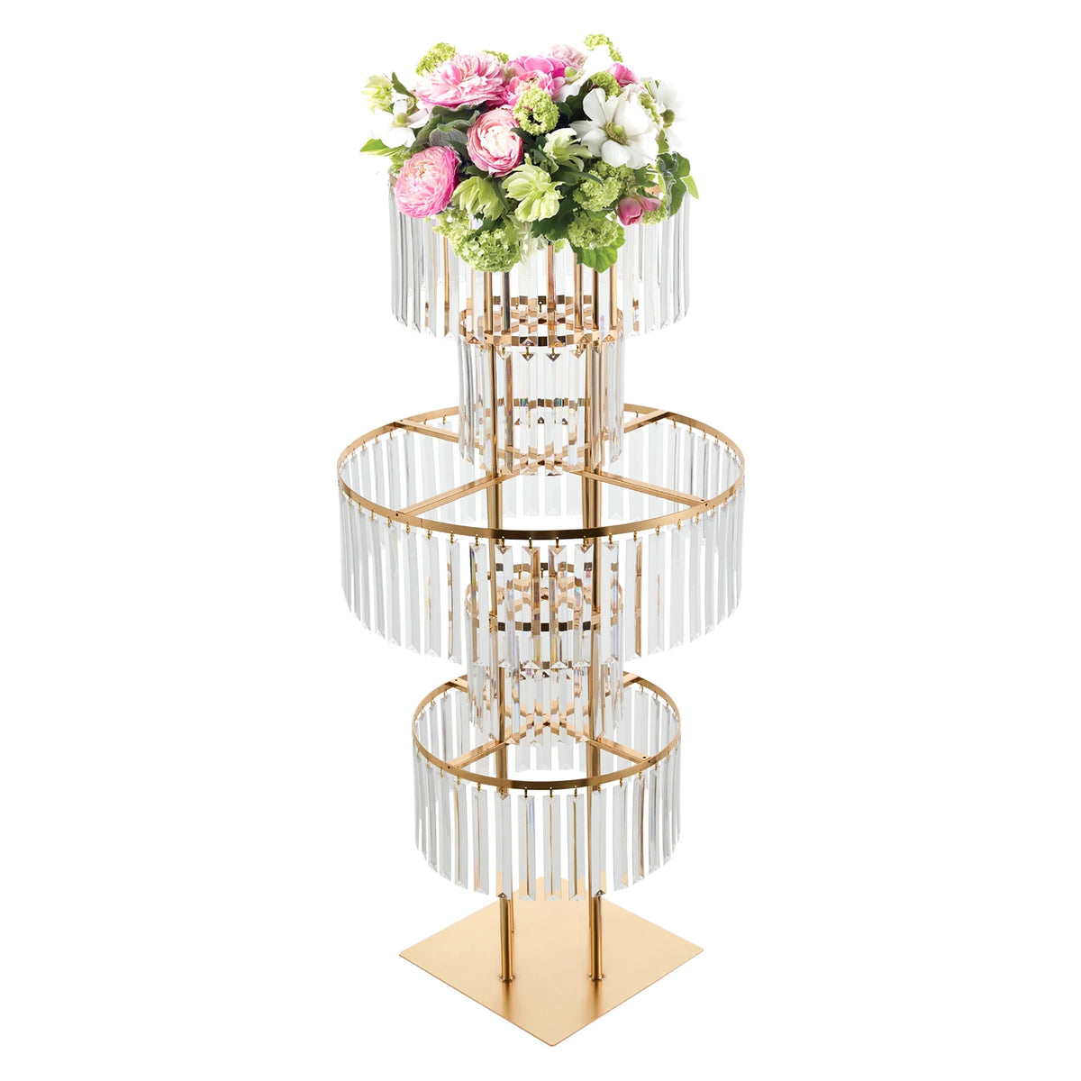 Gold 5‑Tier Wedding Flower Stand Acrylic Iron Electroplated Flower
