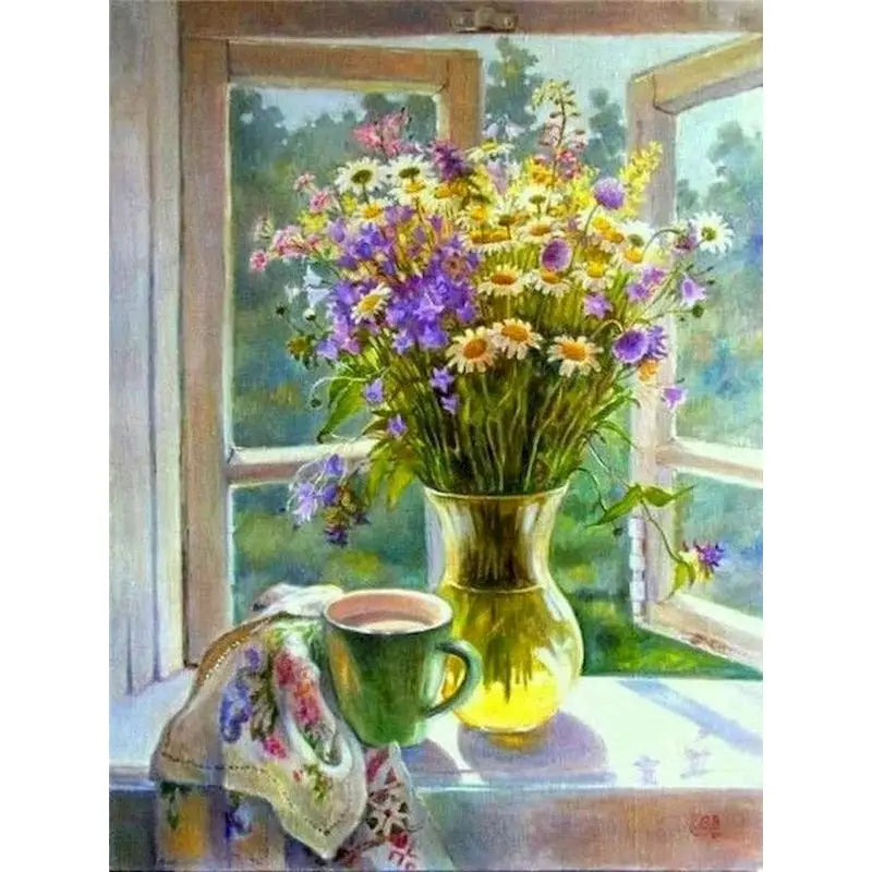 GATYZTORY Frame Painting By Numbers For Adults Coloring On Numbers Window Flower Gift Picture Drawing Paint Kit Diy Crafts