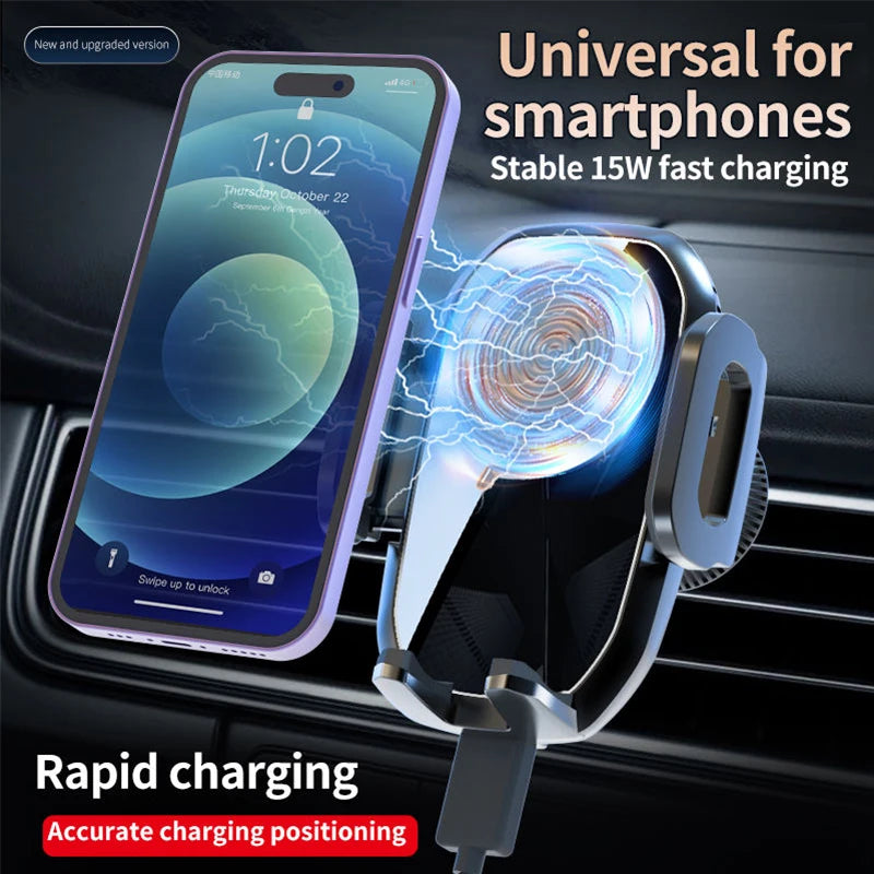 2025 15w Car wireless charger Gravity Air Vent Car Phone Mount Car Phone Holder Gravity Air Vent Car Phone Mount