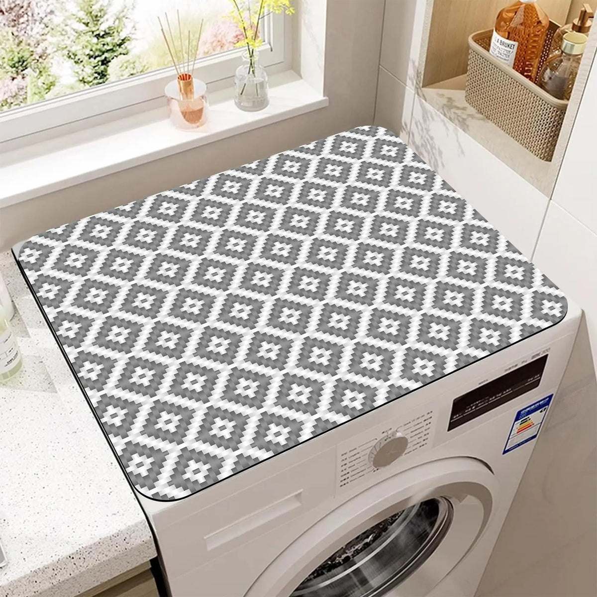 VIKAMA Colorful Mexican Boho Washer and Dryer Washing Machine Dust Cover Pad Anti-slip Absorbent Protector Mat Home Decoration