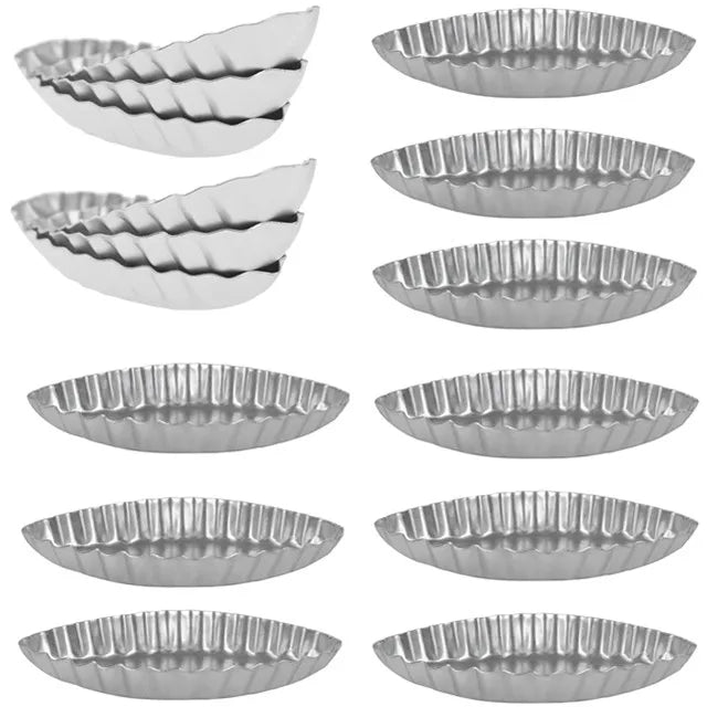 5/10/15pcs Boat Shape Egg Tart Mold Aluminum Cookies Fruit Cake Moulds For Kitchen Pudding Pastry Baking Decorating Tools