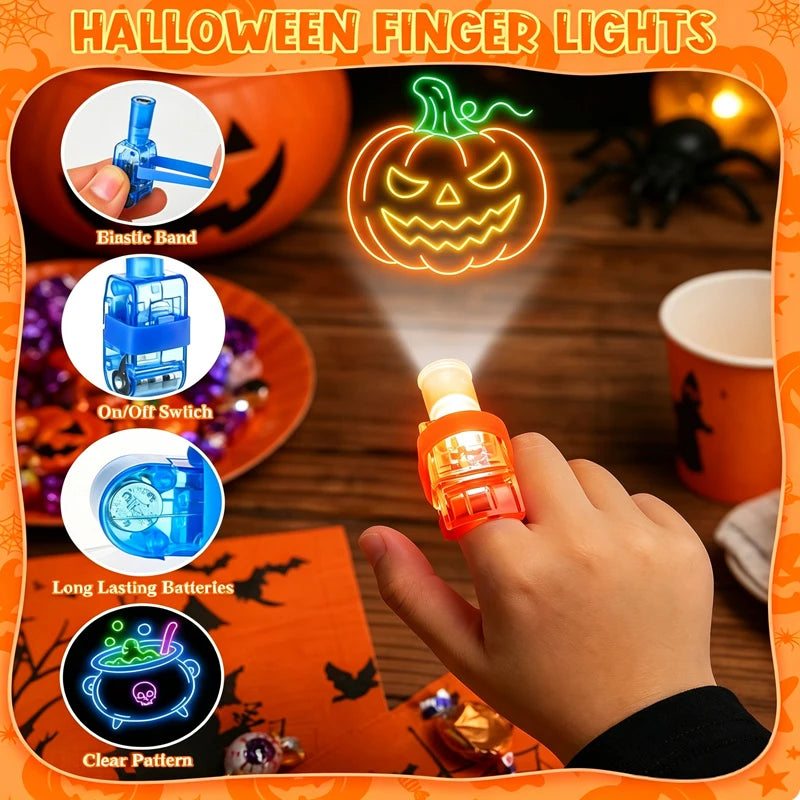 Neon Halloween LED Finger Lights, Pack of 40