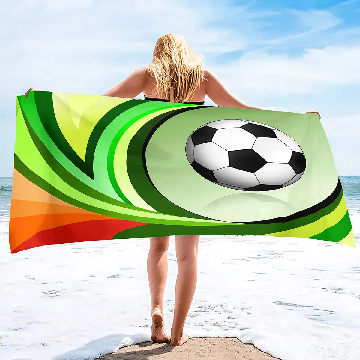 Football Beach Towel Soccer Bath Towel Microfiber Ball Sports Shower Quick Dry Swimming Cover Camping Yoga Mat Bikini Cover Up