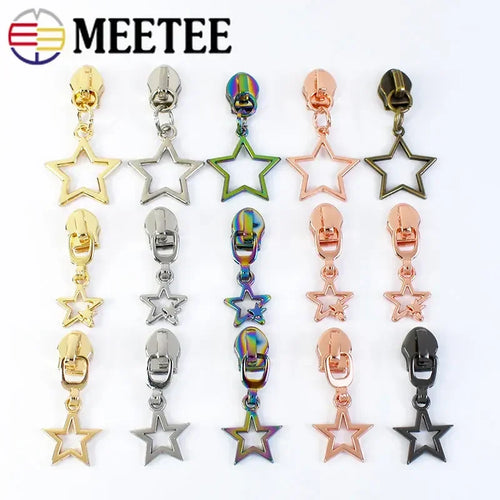 10/30Pcs Star Zipper Slider Pulls for Nylon Zippers By The Meter Bag Coat Zips Head Pullers Repair Kit DIY Sewing Accessories