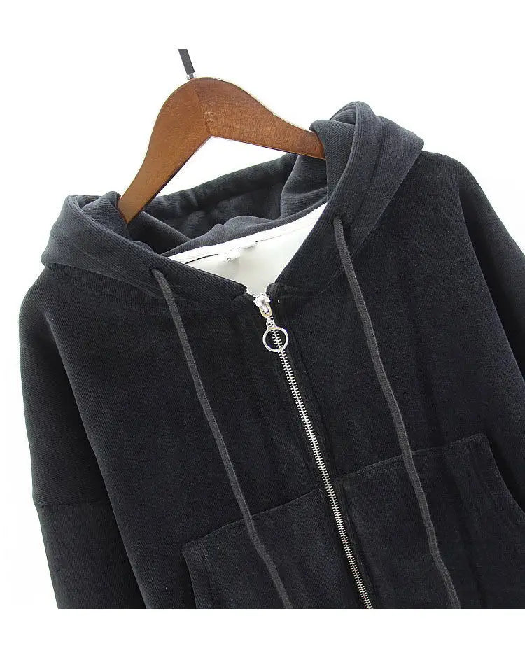 Thickened Gold Velvet Long Sleeved Hooded Sweatshirt with Lace Up Leg Ties Two Elegant Women's Pants Set Tracksuits