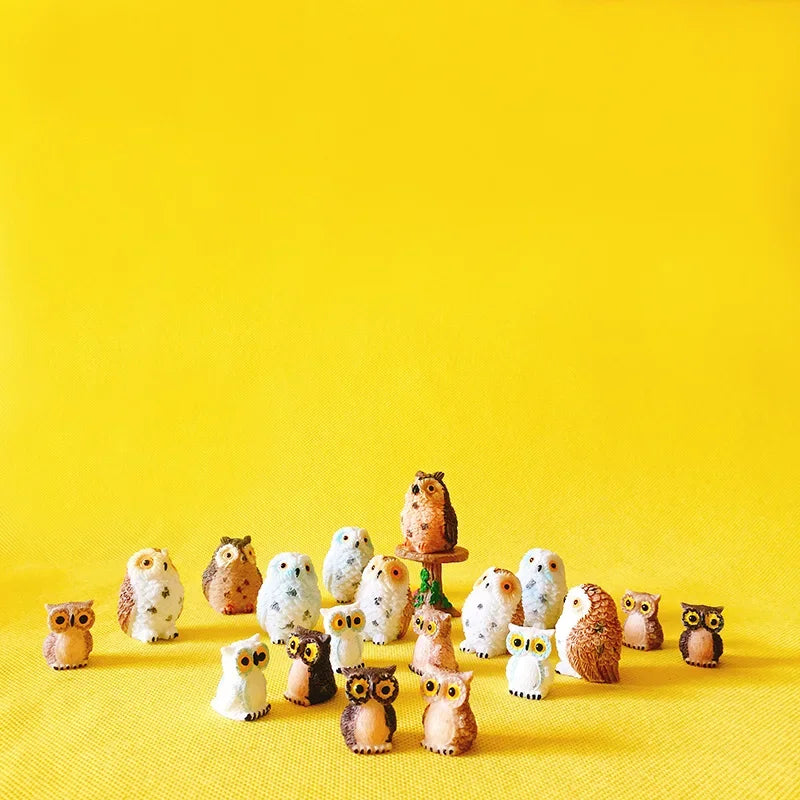 sale~10Pcs/owls/miniatures animals/lovely cute/fairy garden gnome/moss terrarium decor/crafts/bonsai/figurine/diy supplies