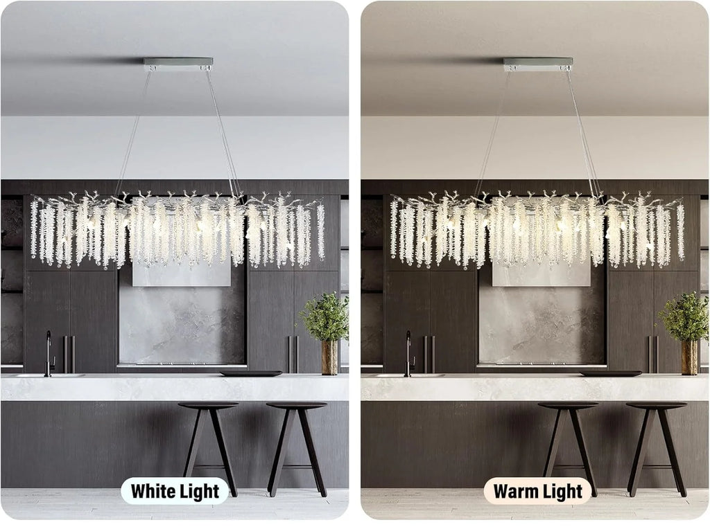 Artpad Luxury Round Crystal Chandelier Dining Room Bedroom Branch Crystal Hanging Pendant Chandelier for Kitchen Living Room