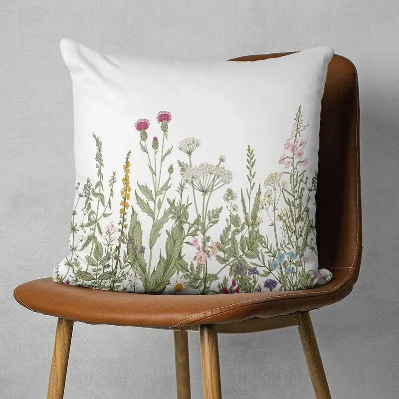 1pc Colorful Flowers Pattern Throw Pillow Case 17.7*17.7in, SoftCushion Cover For Home Decor, Accent Pillow Case, Easy To Clean