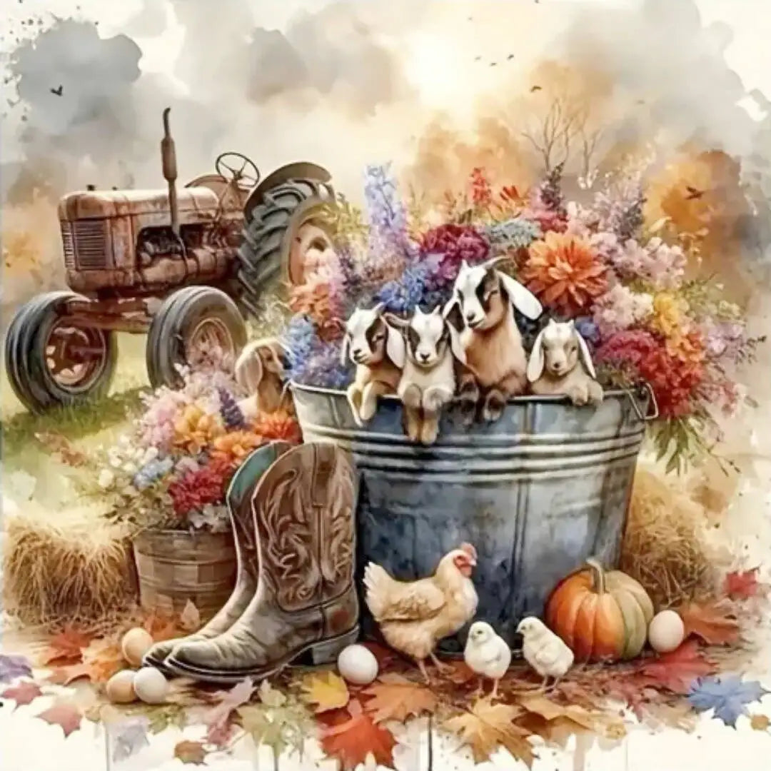 Huacan New Arrivals Diamond Painting Farm Animal 5D Diy Embroidery Mosaic Kits Autumn Scenery Picture Of Rhinestones
