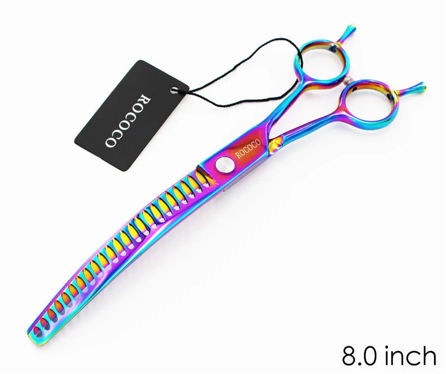 Professional 8 inch 7 inch 6.5" High Quality Pet Dog Grooming Scissors Curved Shark Thinning Shears Cat Dog Barber Scissors
