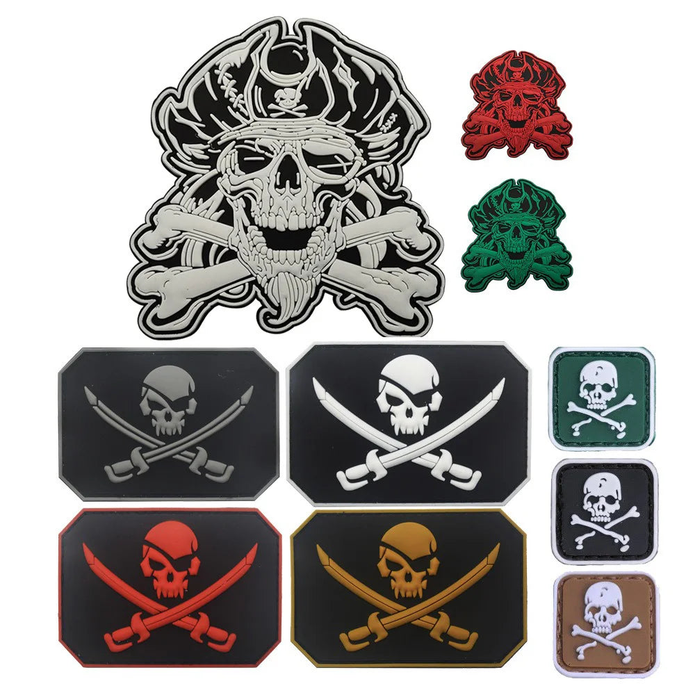 New Design Creative Pirate Captain Jack Soft PVC Armband Glow-in-the Dark Skull Tactical Morale Backpack Patches for Clothing