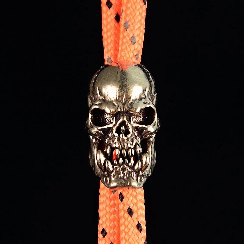 2Pcs Skull Head Brass Knife Bead Punk EDC Outdoor DIY Paracord Woven Lanyard Pendant Retro Accessories108