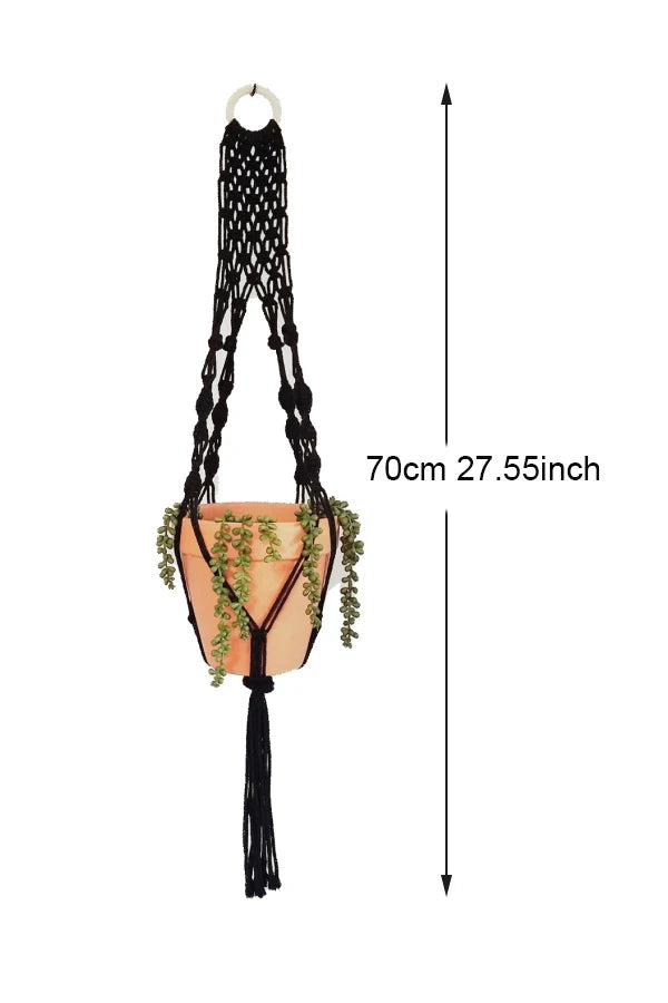 Colourful Boho Macrame Plant Holder Hand Woven 100% Cotton Flower Pot Hanger Hanging Basket For Indoor Plants Bonsai Home Decor