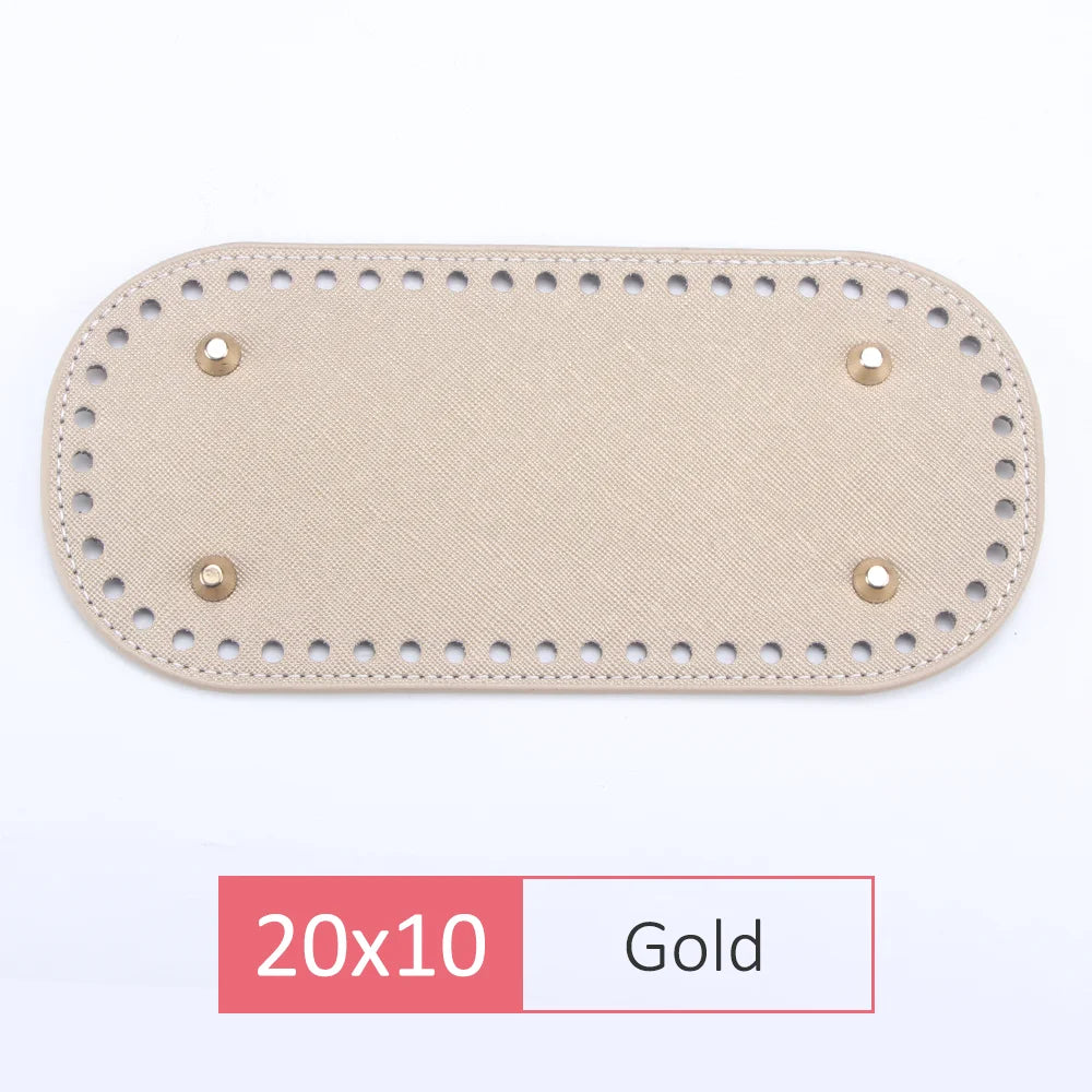 QJH 1 Pcs PU Leather Oval/Round Long Knitting Crochet Bags Bottom for Thick Yarn DIY Weaving Supplies Home Decor Purse Making