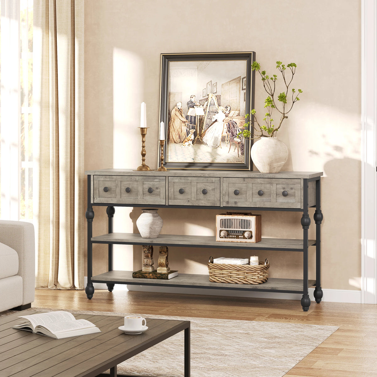 GarveeLife Farmhouse 52" Narrow Console Table