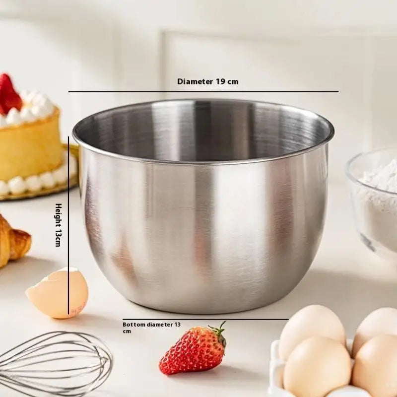 1Pc Multi-Purpose Stainless Steel Bowl - Deep Mixing Basin for Baking Cake Egg Beater Salad, Fruit Storage Kitchen Cooking Tool