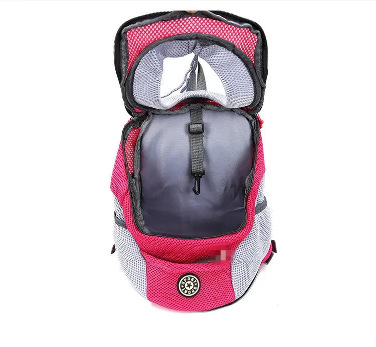 Pet Backpack Carrier for Small Dogs & Cats - Front-Folded Travel Backpack with Ventilation Mesh & Harness-Like Zipper Lock