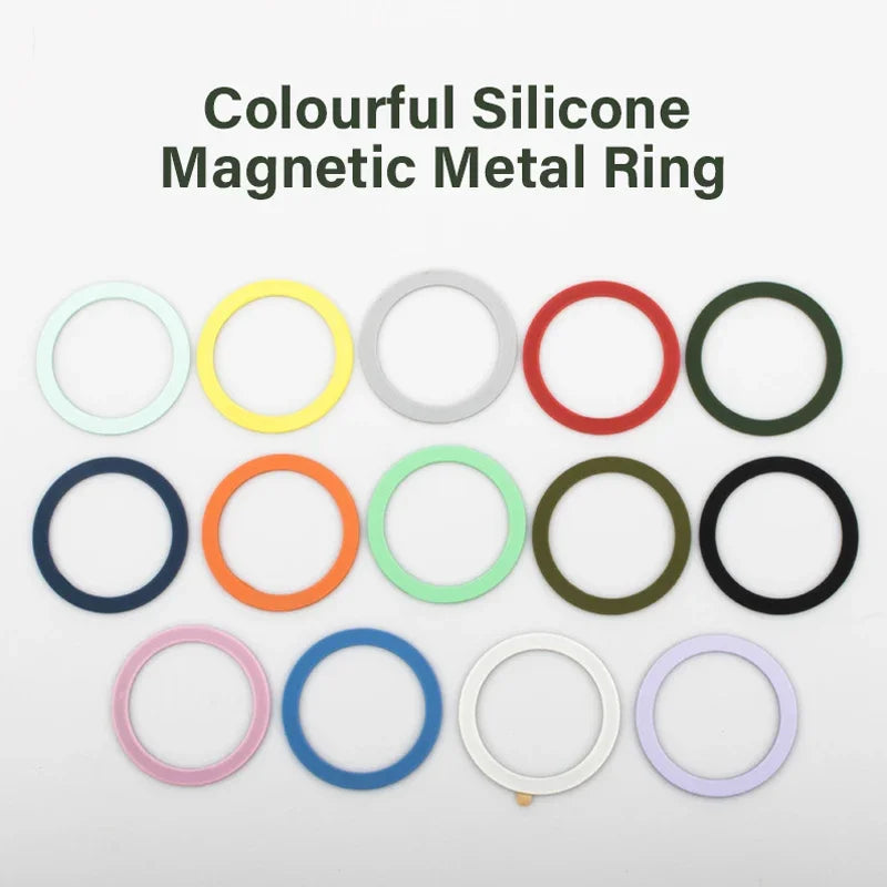 Colourful Silicone MagSafe Metal Ring Universal Sticker Support Wireless Charger Magnetic Patch Sheet for IPhone 12-17 Series