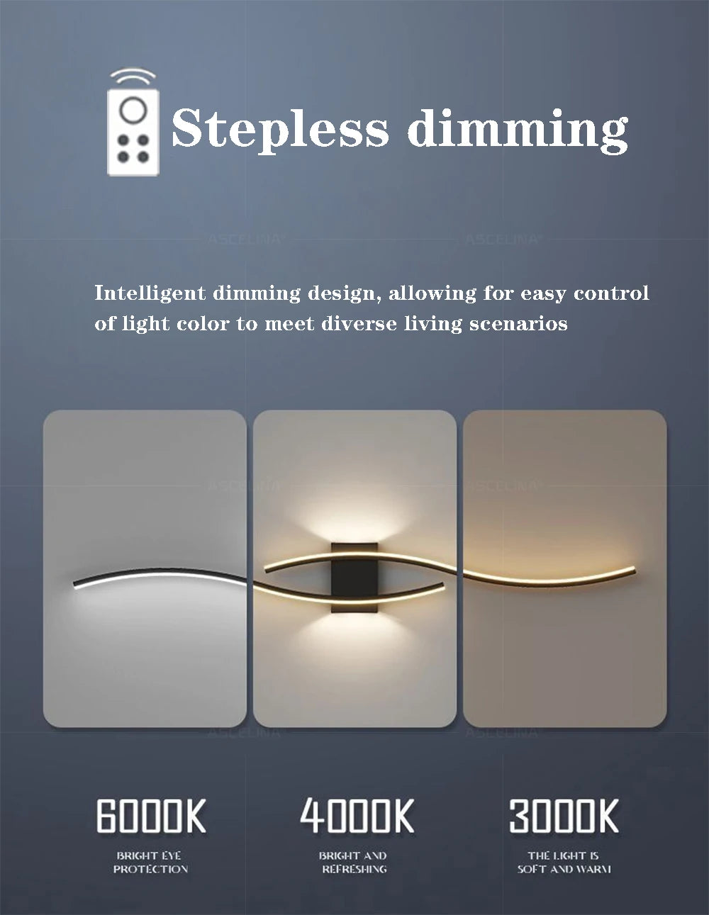 LED Wall Lamp 60/80CM Remote Control Wall Sconce Living Room TV Background Decor Bedroom Kitchen Stair Home Decor Led Lighting