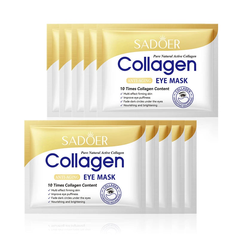 20pcs=10 Pairs SADOER Crystal Collagen Eye Mask Anti Dark Circles Remove Eyes Bags Moisturizing Eyes Patches Gel Masks Skin Care