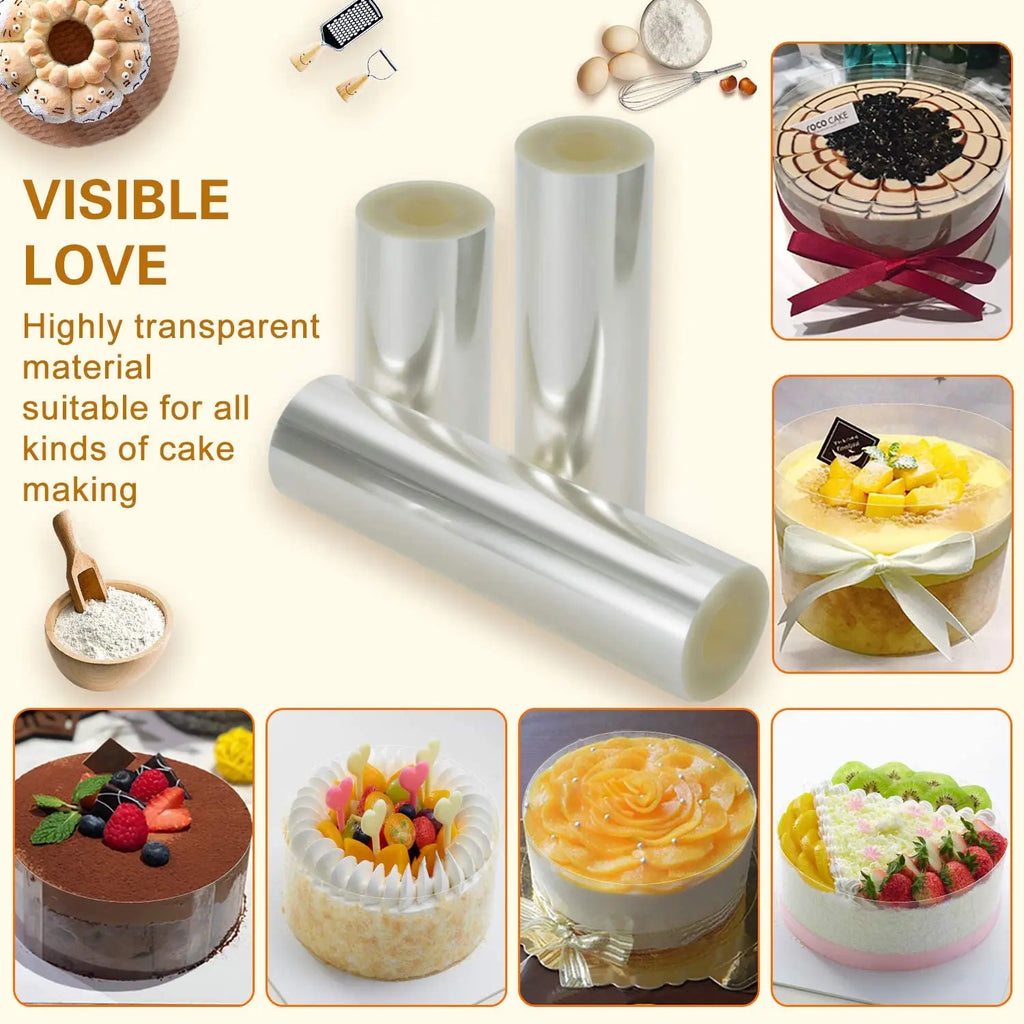 Kitchen Bakeware Acetate Film for Cake Decor Transparent Cake Surround Film Mousse Cake Sheets Surrounding Edge DIY Cake Collar