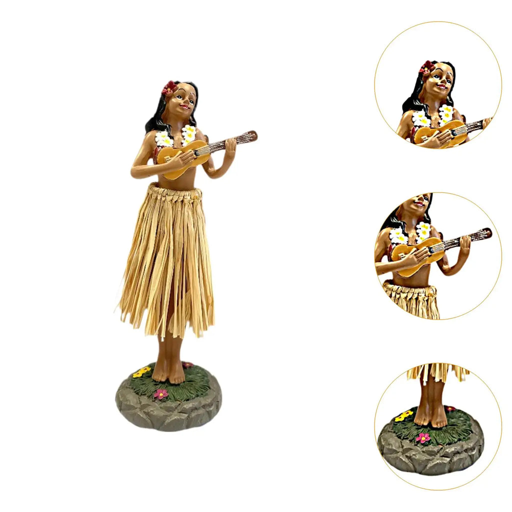 Hawaiian Hula Girl Dashboard Doll with Ukulele for Car Dashboard Collection Figurines Gifts Home Decor Mini Size Doll Dashboard