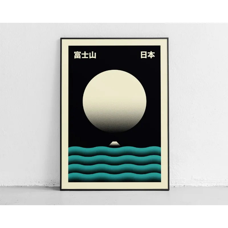Japanese Contemporary Tokyo Art Canvas Poster Sunrise Wave Mount Fuji Monster Wall Art Prints for Modern Living Room Home Decor