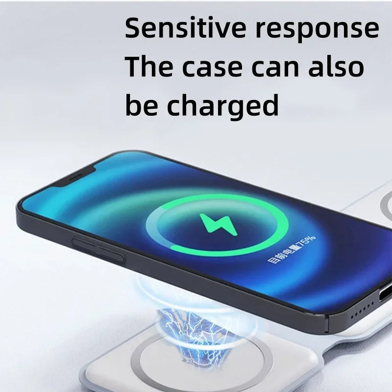 3 in 1 Magnetic Wireless Charger Portable Fast Charging Dock Station Foldable Stand Trip Charger For iPhone Apple Watch AirPods