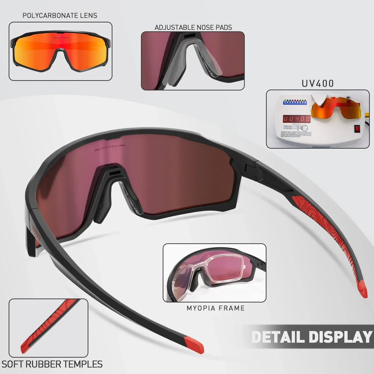 Kapvoe UV400 Cycling Detachable Glasses on Sale Hiking Eyewear