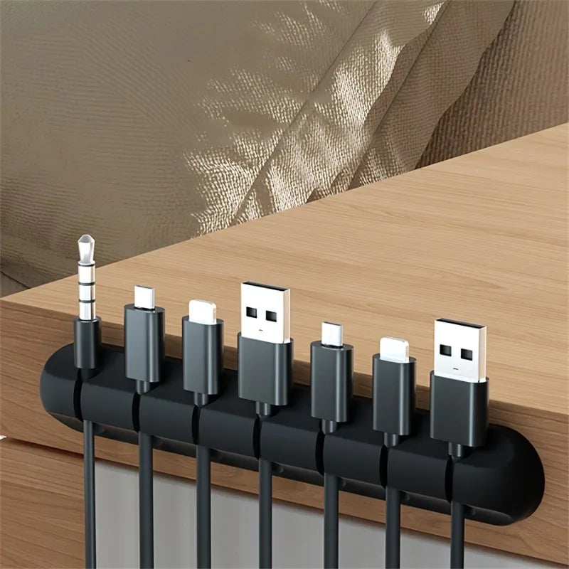 5/7 Clips Adhesive Cable Winder Desktop Wire Earphone Cable Holder Desk Organizer Stationery Office Supplies Material Escolar