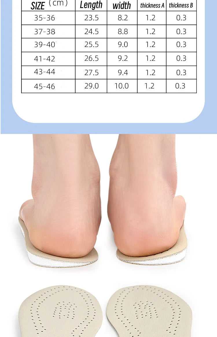 Orthopedic Insoles O-leg Double-sided Leather Shoe Insoles Men Women Cowhide Breathable Shock-absorbing And Pressure-relieving