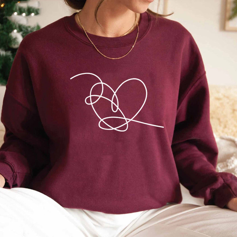 Love Yourself Heart Sweatshirt Love Yourself Tear Hoodie Heart Pullovers Women Long Sleeve Crewneck Sweatshirts Casual Hoodies