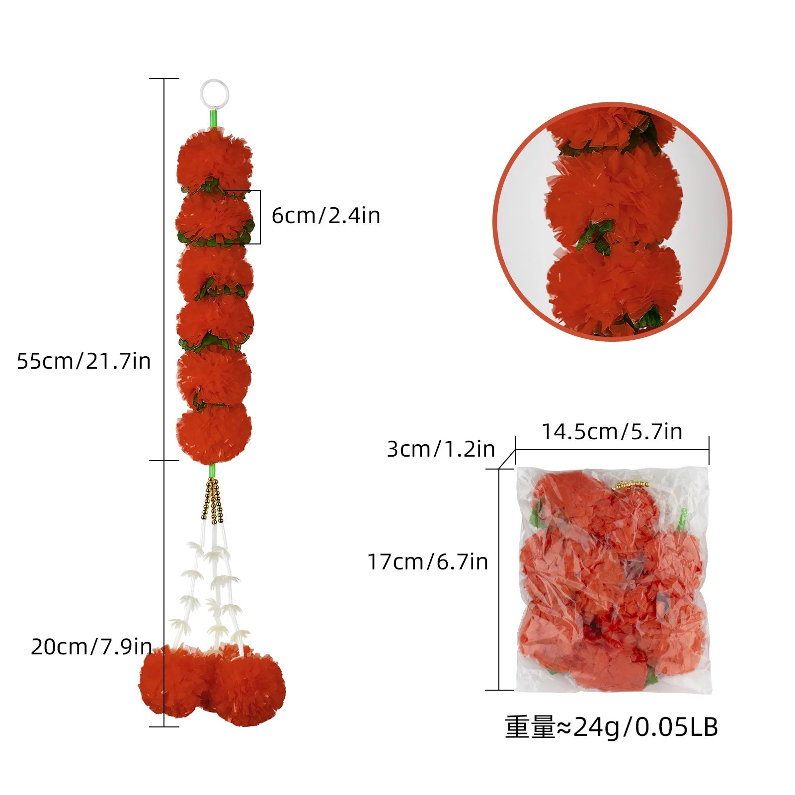 Marigold Flower Halloween Garland Mexican Day Of The Dead Party Decor Plastic Artificial Flowers Indian Diwali Festival Wreath