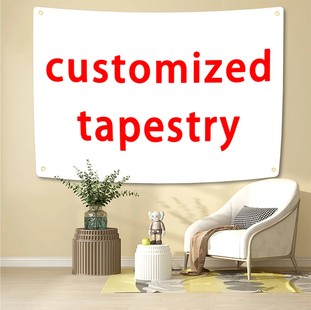 Customized Flag 4 Holes Tapestry Mandala Boho Hippie Wall Hanging Room Decoration Print Your Photo Custom Home Decor Background